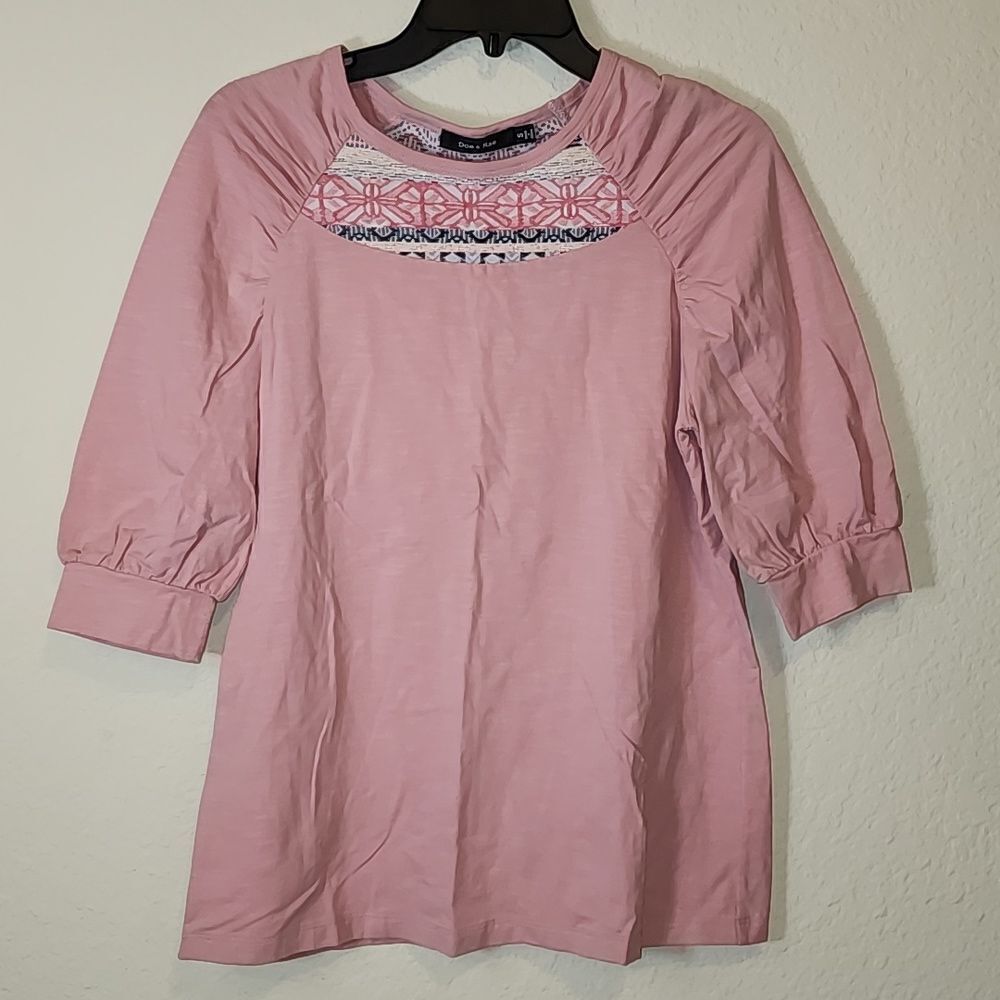 DOE & RAE WOMEN'S CROCHET TOP PINK SIZE Small NWOT